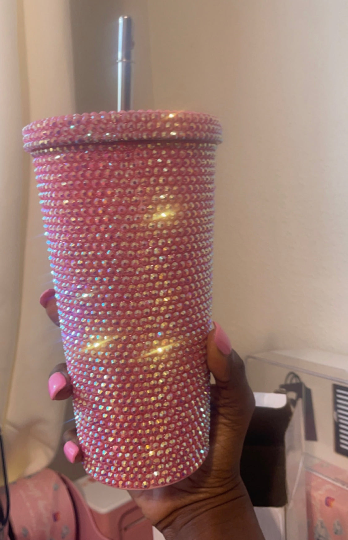 Pink Glitter tumbler cup